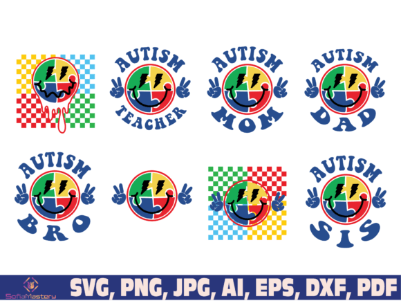 Autism Family Teacher Retro Vintage Svg