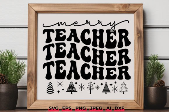 Merry Teacher Retro Groovy SVG: A Festive Embroidery Delight