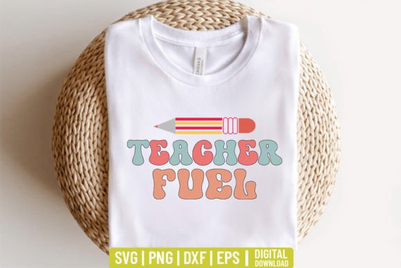 Teacher Fuel - Retro Svg. for Embroidery Projects